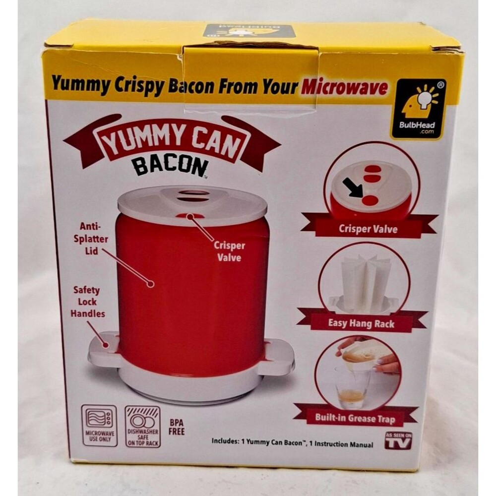 Yummy Can Bacon Microwave Cooker-Make Crispy Healthier Bacon-Brand New & Unused!